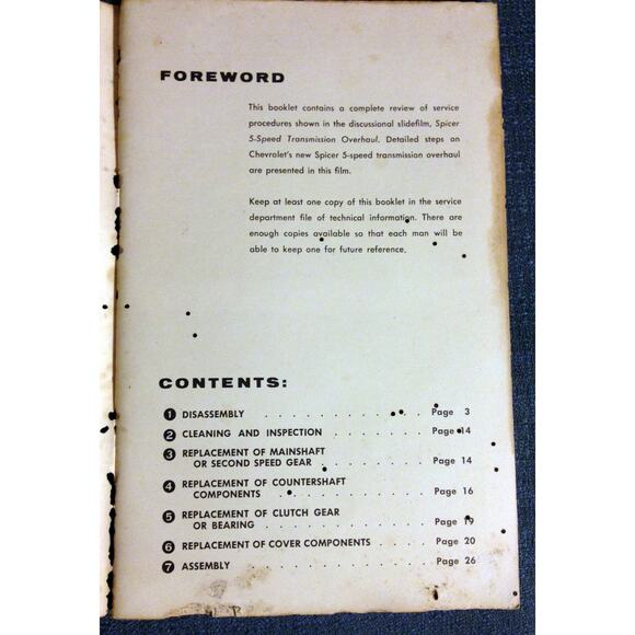 Original Authentic 1956 Chevrolet Spicer 5 Speed Transmission Overhaul Manual - Picture 3 of 11